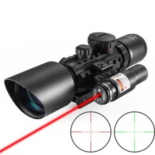 Lunette Viseur Scope 3-10x42 Lumineux + Laser Chasse Carabine Rail Adaptable Tir
