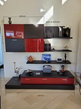 Ensemble living CHENEAU Rouge&Noir bon état (7 éléments répartis sur 2,1mx1,60m)