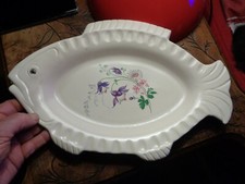 Petit Plat au Poisson décor Fleuri idéal Service Fruit de Mer Moule Huitre Crabe