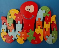 Puzzle bois dragon pieuvre avec lettres ou chiffres  couleurs boîte en bois