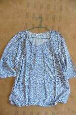 Haut tunique liquette top YESSICA viscose imprimé fleurs blanc bleu Taille 46-48