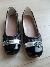 ballerines HIRICA cuir vernis noir et argent pointure 41