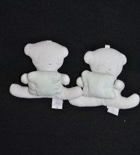 Lot 2 Peluche Doudou Ours Blanc ABSORBA Coussin Vert Les Bebé Sont Comme ça TTBE