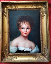 Belle école Française  XIX e époque Restauration "portrait d'une jeune fille  "