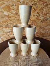 6  MAZAGRANS TASSES verre EN GRÈS VILLAGE CNP FRANCE vintage 