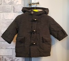 MONSOON BABY Kids 3-6 mois à capuche duffle coat gris hiver chaud très bon état