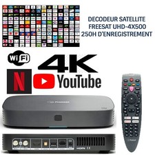 Décodeur satellite HD FREESAT UHD-4X500, 200 chaînes sat anglaises, 13 chaînes a