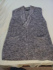 Banana Republic Pull Cardigan Femmes Petit Gris Ouvert Avant Laine Blend Tricot