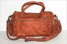 SAMANTHA LOOK Grand Sac Bandoulière Cuir Souple Marron Naturel Nuancé TBE