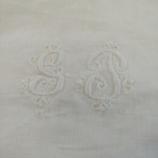 Antique Victorian Edwardian Child's Bed Linen Duvet Cover, Monogram, Filet Croch