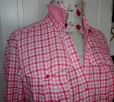 Chemisier CAMAIEU vichy rose blanc t 40 manches transformables