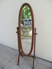 grand psyché miroir pivotant sur pieds bois massif teinte merisier Htr 1,68m TBE