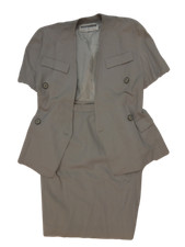 ERREUNO by GIORGIO ARMANI Tailleur Jupe en Crêpe Serge de Laine Chic Vintage XS