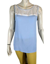 ? Cop Copine Taille 42 ? Superbe haut top débardeur bleu clair blanc Asteda