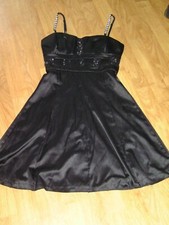 Robe de soirée bustier noire strass dos nu bretelles taille S/36/1 TBE