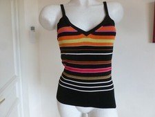 RAVISSANT HAUT NEUF " CAROLL " STYLE BUSTIER DOS NU NOIR RAYURES VIVES T. 38