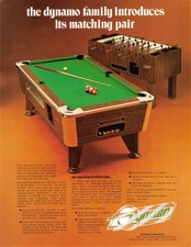 Dynamo Babyfoot & Piscine Table 1970s Publicité Sales Dépliant 021219AME