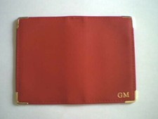 Petit porte-cartes en cuir rouge gravé, protection anti-RFID, maroquinerie, neuf