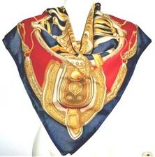  PRINTEMPS Foulard carré écharpe bandana vintage équestre en polyester 88 cm