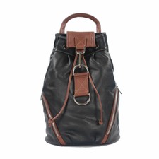 Sac à dos Yara noir et marron NEUF en véritable cuir fabriqué en Italie femme