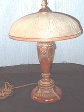 Reproduction High End Table Lamp Frosted Glass Shade & Russet Cast Base 0011010