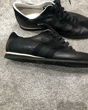 Gucci Noir Authentique GG Baskets en Cuir à Lacets Chaussures Taille 40.5 Baskets