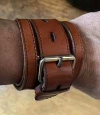 bracelet de force En Cuir Marron Designer Nicolas Simachëv Largeur  5 cm