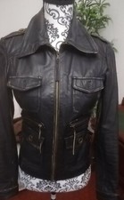 Veste blouson tendance cuir chevre glacé REDSKINS femme  t 36 38 S comme neuf