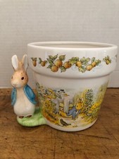 Vintage Ceramic Peter Rabbit Beatrix Potter Flower Pot 1997