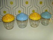 Lot de 4 - POTS en verre Marque HENKEL "CHAMPIGNON" - VINTAGE 1970 