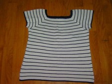 Pull blanc et noir liserés scintillant CHASSE CROISE taille M TBE