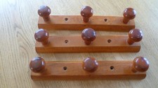 Vintage 50s Ancien 3 VESTIAIRES en BOIS  PORTE-MANTEAUX de 3 PATERES -coat rack