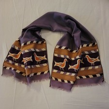 Écharpe Vintage Soie peinte main ourlé main 41x113 cm + petites franges en TBE