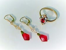 LOT / BELLES BOUCLES D'OREILLES ANCIENNES en VERMEIL + BAGUE Plaqué or T52