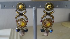 Boucles d'oreilles AYALA BAR,style oriental chic,pendantes,cristaux couleur doré