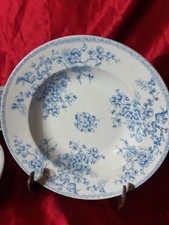 6 Assiettes 4 creuses, 2 plates, modele fleurette bleues, Gien deco vaisselle