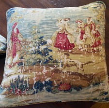 Paire De Vintage Lin Oreillers Avec Courtiers WW655