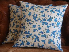 HOUSSE de coussin - 40X40 - Motif végétal - Fleurs - Feuilles - Blanc bleu vert