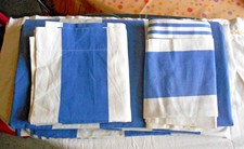 Housse de couette 1 personne + taie d'oreiller + taie de traversin, bleu blanc