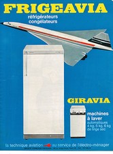 PUBLICITE  1968   FRIGEAVIA GIRAVIA  réfrigérateur & lave linge machine à laver