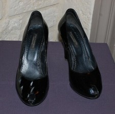 SAB 9 / CHAUSSURES ESCARPINS EN CUIR VERNI NOIR  BOUT OUVERT PUCCIVERDI T 38 H10