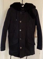 Parka Sandro homme très chaude à capuche en mouton Noir TBE T. M