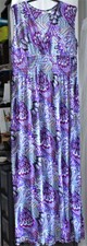 Robe longue imprimé violet, pourpre, parme, bleu...Marque MEILING - Taille 2