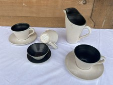 Service A Café Thé Pichet Céramique 1950 Noir Satiné Pol Chambost Jouve Capron