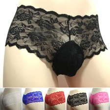 Sissy Homme Dentelle sous-Vêtements Transparent Tanga String Lingerie Sexy