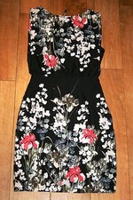 NOUVEAU! Style Vintage Fleurs Robe Imprimée Taille 8 Crayon Parti Occasion Années 50 Soirée