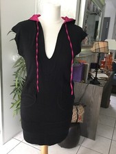Robe à capuche haut BELAIR taille 2 (38/40) noir/rose tres bon état comme neuve