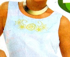 CARACO BLANC -POLYESTER - BRODERIES CONTRASTEES - TAILLE 46 - EXCELLENT ETAT 