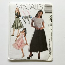 3887 PATRON" McCALL'S 5 CREATIONS  JUPE ET BLOUSE-TEE SHIRT POP ART 3 AU 18 ANS