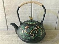  Teapot Hand Painted Cast Iron Japanese Infuser Filter 6 X 4